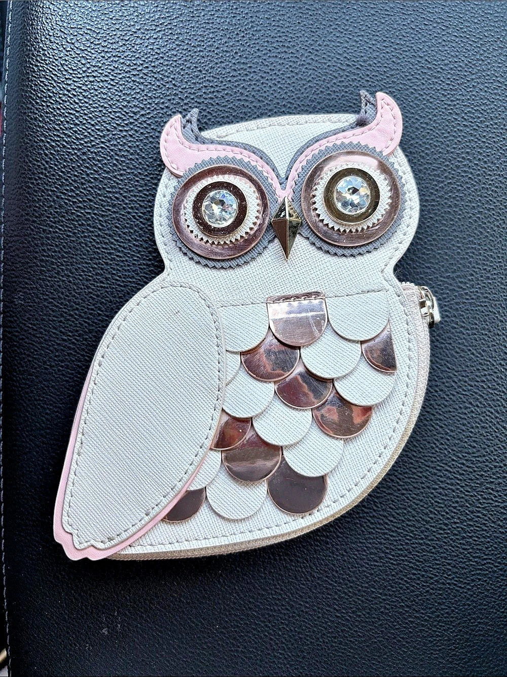 kate spade new york Blaze A Trail Owl Coin Purse White & Pink